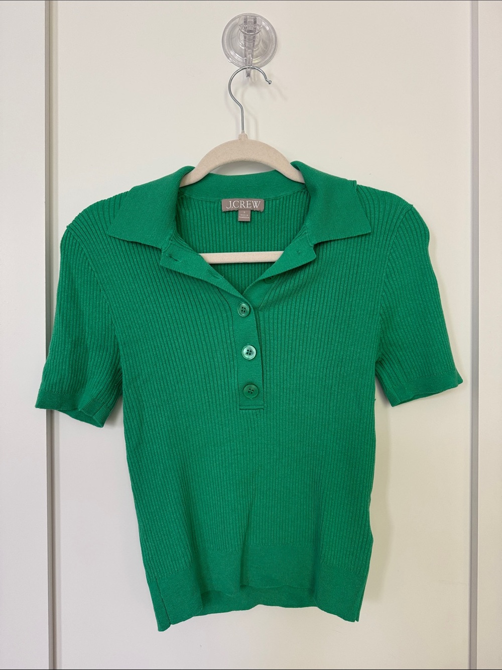 J. Crew Emerald Green Short Sleeve Ribbed Polo